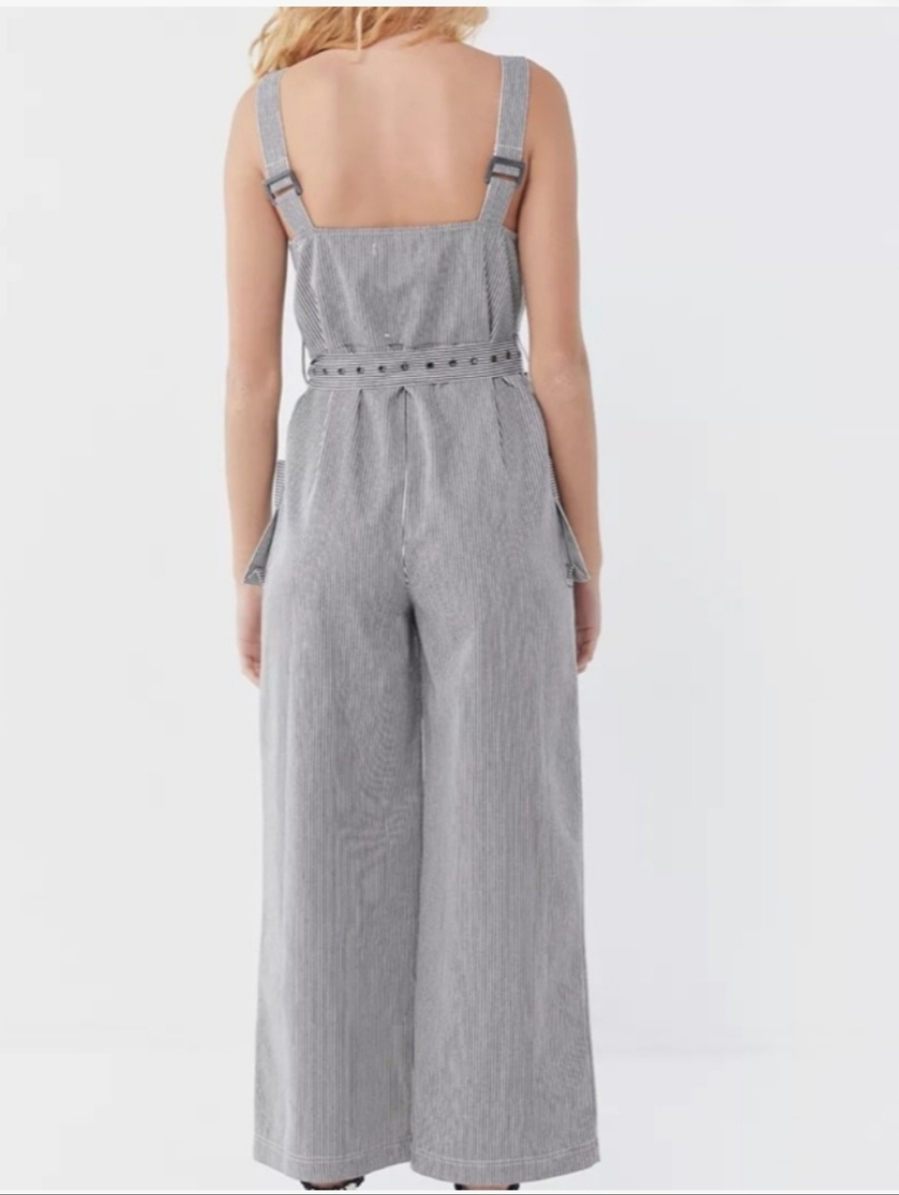 URBAN OUTFITTERS MIRANDA RAILROAD STRIPED WIDE LEG JUMPSUIT - Picture 3 of 10